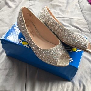 Silver rhinestone flats
